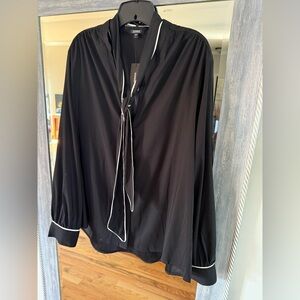 Express Black Blouse with White Accents